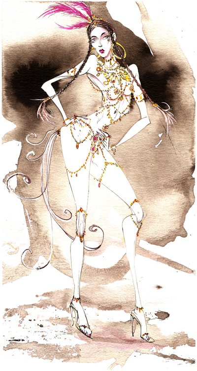 ジュエリーとハイヒールをまとったモデル 作： Neale Osborne